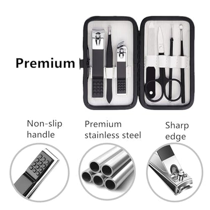Nail Clipper Kit Nail Care Set for Men Women Nail Clipper Set Manicure Kit | Travel Manicure Set with Case Toe Finger Nail Clippers Personal Care Tools Nail Clipper Grooming Kit Gfit for Men Women - color: Black White