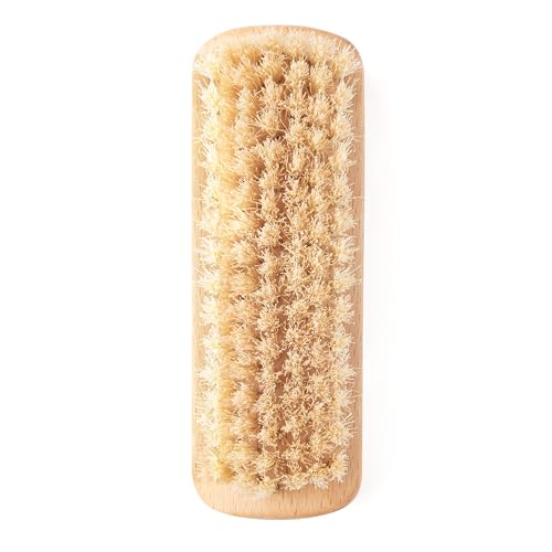 GranNaturals Palm Size Boar Bristle Smoothing Hair Brush - Soft White Bristle Slick Back Hairbrush for Slicking Hair to Create Sleek Style - Natural Wood Handle for Women + Men