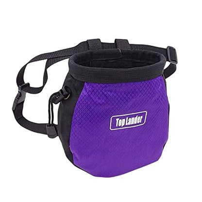 Rock Climbing Chalk Bag with Zipper Pocket for Hunting Hiking Fitness Gym - color: Purple