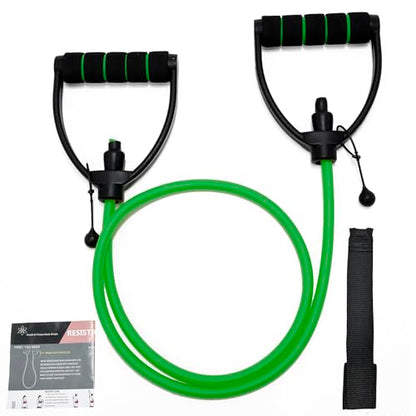 ZHIAMZ Exercise Bands with Handles, Resistance Tube & Door Anchor | Physical Therapy & Rehab, Natural Rubber Tube, Adjustable, D-Handles, Strength, Pilates, Workout - color: Green (Medium)