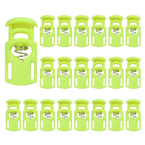 PATIKIL Nylon Spring Cord Locks, Elastic Toggle Stop Slider Clamp Adjuster Fastener for Drawstring Shoelaces Paracord - color: Bright Green