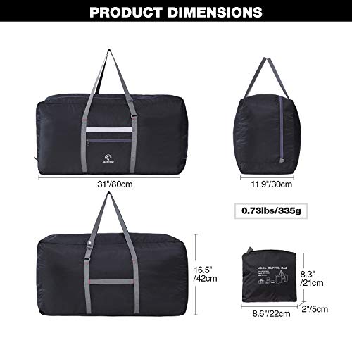 REDCAMP 31" Foldable Extra Large Duffle Bag, 100L Lightweight Travel Duffel Bag with Adjustable Strap for Men Women, Black - color: B-Black, size: 100L/31"(L)X11.9"(W)X16.5"(H)