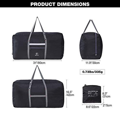 REDCAMP 31" Foldable Extra Large Duffle Bag, 100L Lightweight Travel Duffel Bag with Adjustable Strap for Men Women, Black - color: B-Black, size: 100L/31"(L)X11.9"(W)X16.5"(H)