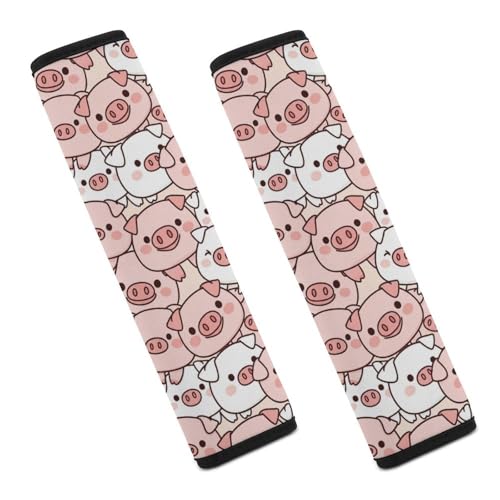 Universal Fit Seat Belt Cover for Adult Use, Stroller Pushchair High Chair, 2PCS Cute Pig Pink Pigs Harness Pads Strap Shock Absorption - color: Pattern 1085