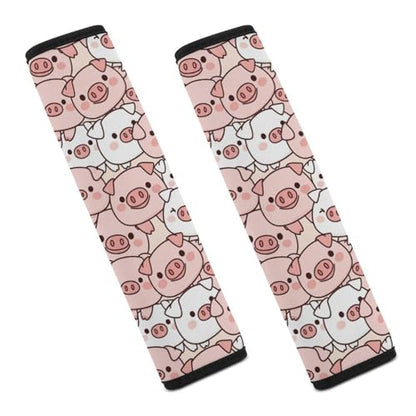 Universal Fit Seat Belt Cover for Adult Use, Stroller Pushchair High Chair, 2PCS Cute Pig Pink Pigs Harness Pads Strap Shock Absorption - color: Pattern 1085