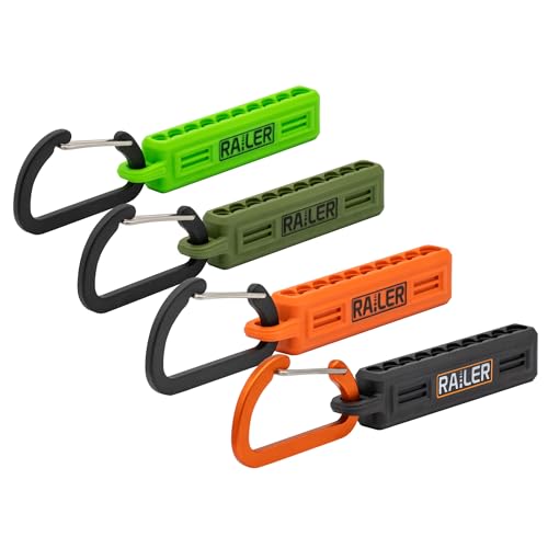 4 Pack Screwdriver Bit Holder Storage Organizer – Railer 10-Hole Bit Holder with Carabiner (Black/Orange/Camo Green/Hi-Vis Green) - color: Black/Orange/Camo Green/Hi-vis Green (4-pack)