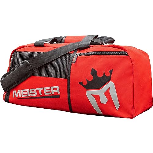 Meister Vented Convertible Duffel/Backpack Gym Bag - Ideal Carry-On | Built for athletes with dual mesh ventilation and ultra-durable construction for training, travel and everyday use - color: Red