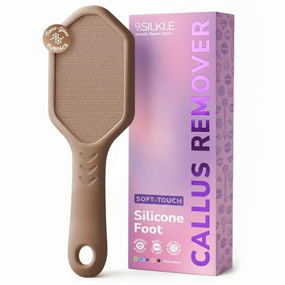 SILKLE Nano Glass Foot File - Foot Callus Remover for Feet & Foot Scrubber | Silicone Grip for Non-Slip Control - Foot Scrubber for Dead Skin, Heel Scraper for Cracked Heels & Foot Exfoliator - Brown - style: Brown