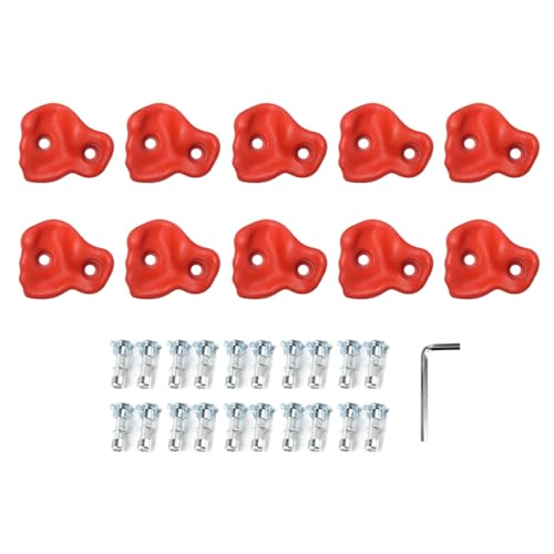 Pilipane Rock Climbing Holds PE Ergonomic Comfortable Hand Feeling Climbing Wall Grips for Indoor Outdoor Kids Adults 10PCS (Red) - color: Red