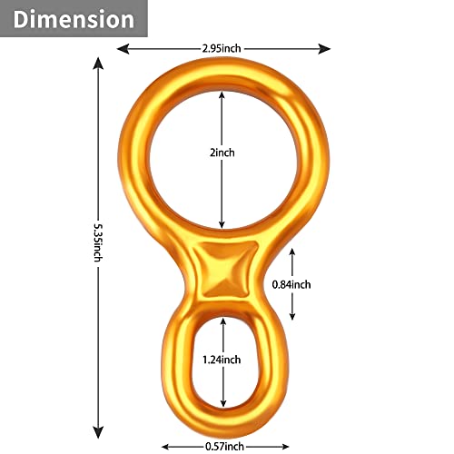 SOB 40KN Rescue Figure 8 Descender Belay Rappel Equipment Belay Rock Climbing Rigging Plate 7075 Aluminum Alloy for Climbing Belaying Rappelling Device - color: golden