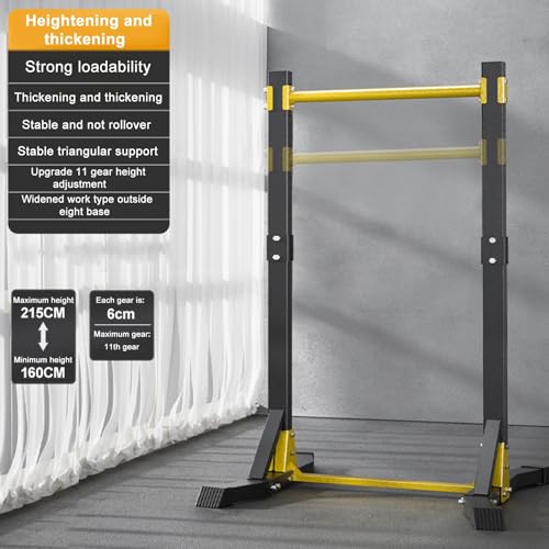Pull Up Station, 11-Level Height Adjustable Pull Up Bar Stand, Free Standing Pull Up Bar for Home Gym Multi-Function Strength Training Pull Up Dip Station, Power Tower