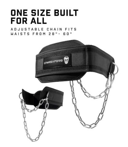 Gymreapers Dip Belt With Chain For Weightlifting, Pull Ups, Dips - Heavy Duty Steel Chain For Added Weight Training - color: Black