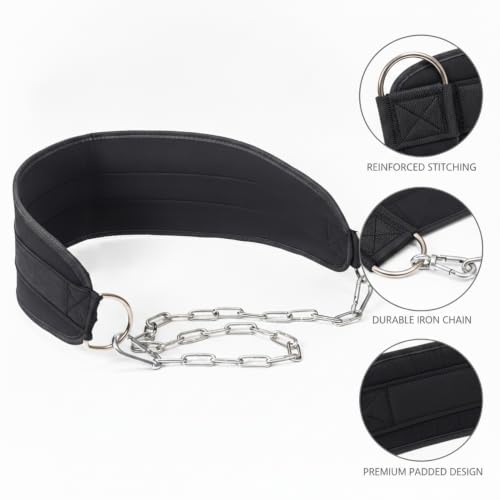 Weighted Dip Belt with Iron Chain for Pull-Ups and Dips, Calisthenics Training Accessory (1 PC)