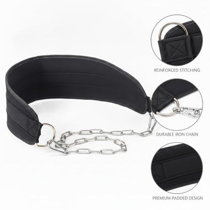 Weighted Dip Belt with Iron Chain for Pull-Ups and Dips, Calisthenics Training Accessory (1 PC)