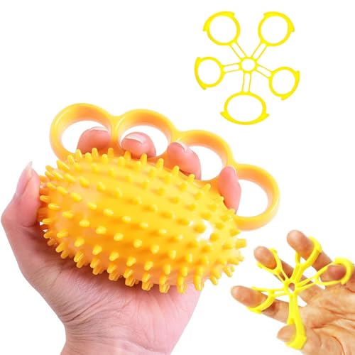 Grip Strengthener Hand Exerciser Ball, Yellow, TPR Material, Ellipse Shaped, Physical Therapy Hand Exercisers for Rehab, Arthritis, Carpal Tunnel, Stress Relief - color: Yellow