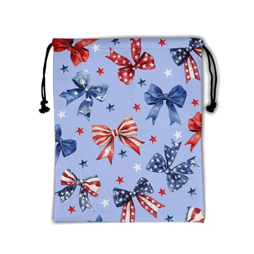 Gymnastics Grip Bag Lightweight Small Drawstring Grip Bags for Gymnasts - color: Bowknot Stars-blue