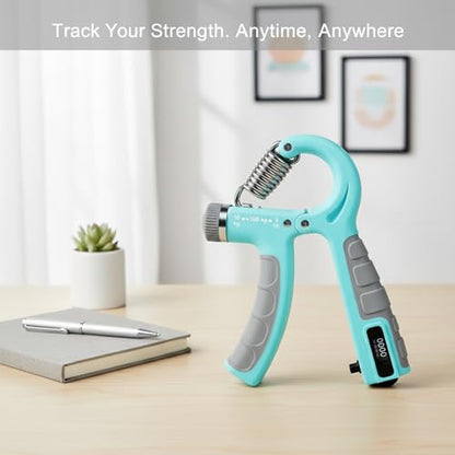 Adjustable Hand Grip Strengthener with Auto Counter, 10-100 lbs Resistance for Forearm Training, Ergonomic Non-Slip Design - color: Blue