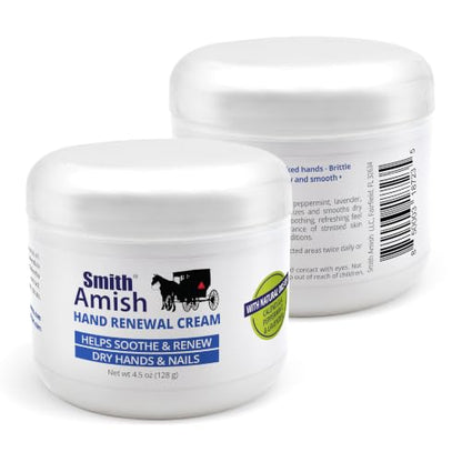 Smith Amish Hand Renewal Cream 4.5 oz + Organic Peppermint Lip Balm | Deep Moisturizing Hand & Lip Care Set for Dry, Rough Hands & Parched Lips - Botanical Duo - size: 2.25 Ounce (Pack of 2)