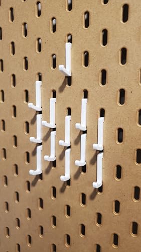 'Just Hanging' Pegboard Hook Packs, Compatible with IKEA SKADIS Pegboard, Display Hook SKADIS Accessory (Glossy White, 12pk, LV-Hook) - color: Glossy White, size: 12pk, LV-Hook