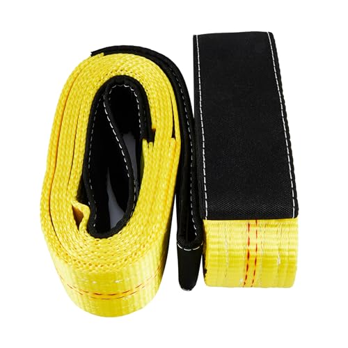 Pindex 2 Pack 2" x 8' Web Lifting Sling 11000 Lbs Breaking Force 3500 Lbs Pulling Forces Lift Sling Straps for Rocks Trees Mowers Tool Boxes in Trailers Tractors Trucks, Yellow - size: 2 inch x 8 feet