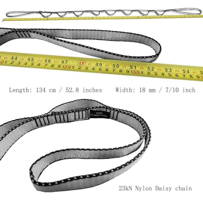 53 Inches Nylon Daisy Chains Rope Climbing Lanyard Straps Looped Strong Slings 23 kN Aerial Yoga Webbing - color: 1PC Grey