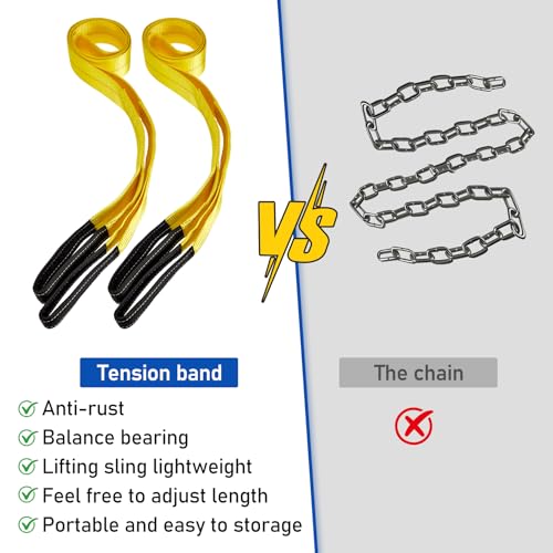Pindex 2 Pack 2" x 3' & 2 Pack 2" x 7' Web Lifting Sling 13000 Lbs Breaking Force 3500 Lbs Pulling Forces Lift Sling Straps for Rocks Trees Mowers Tool Boxes in Trailers Tractors Trucks, Yellow