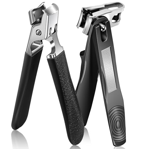 Nail Clippers for Seniors with Rotary Head, Large Heavy Duty Nail Clippers with Mess Free Catcher, Sharp Fingernail Clippers Nail Cutter Set with Long Handle for Men Women Adults