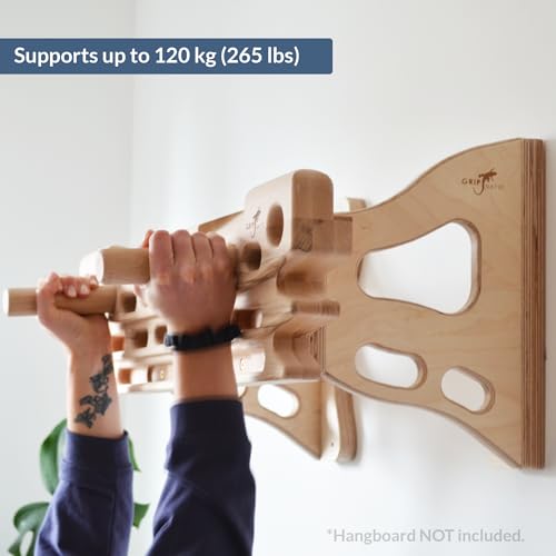 Wall Mount for Hangboards - Wall Mounting Hangboard Holder - Compatible with Standard Climbing Fingerboards - 120kg Load Capacity - Waveline Wood - style: Waveline Wood