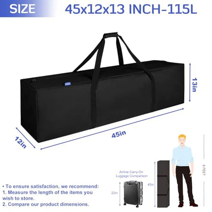 INFANZIA 45in Large Travel Duffel Bag, 600D Water Resistant Foldable, 115L | Sport Luggage Bag with Upgrade Zipper, Foldable Equipment Storage Bag, for Moving Camping Tent Tripod Fishing - size: 45x12x13 inch
