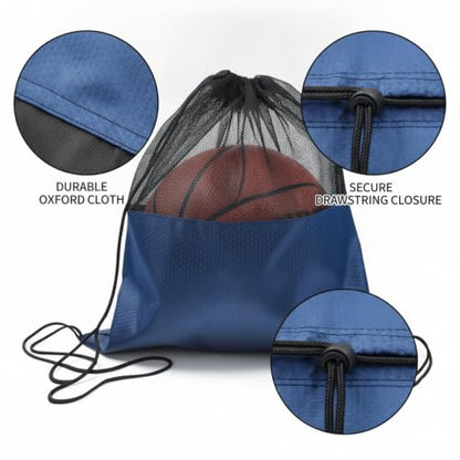 Oxford Cloth Drawstring Bag for Shoes and Essentials, Durable Gym Sack with Secure Closure, 13 x 3.3 Inches - color: Navy