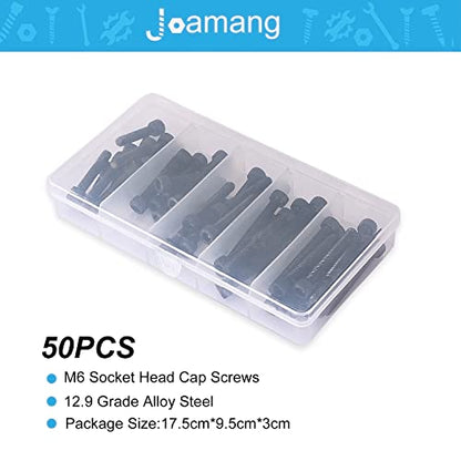 M6 x 30mm 35mm 40mm 45mm 50mm Hex Socket Head Cap Screws Bolts, 12.9 Grade Alloy Steel, Black Oxide Finish, Metric Allen Drive, Fully Threaded, Assortment Kit 50Pcs - size: Socket M6x30-50 mm