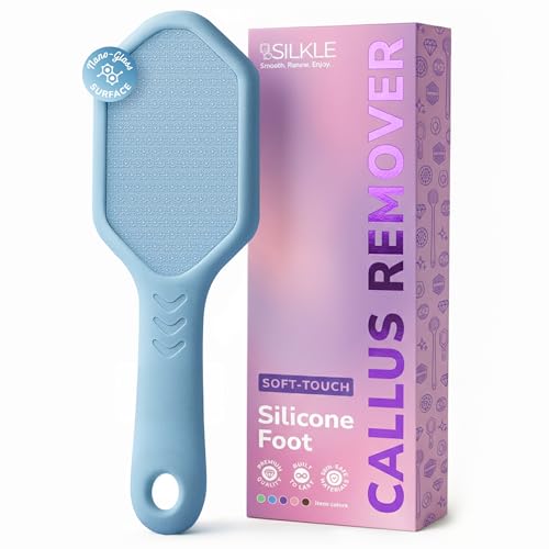 SILKLE Nano Glass Foot File - Foot Callus Remover for Feet & Foot Scrubber | Silicone Grip for Non-Slip Control - Foot Scrubber for Dead Skin, Heel Scraper for Cracked Heels & Foot Exfoliator - Blue - style: Blue