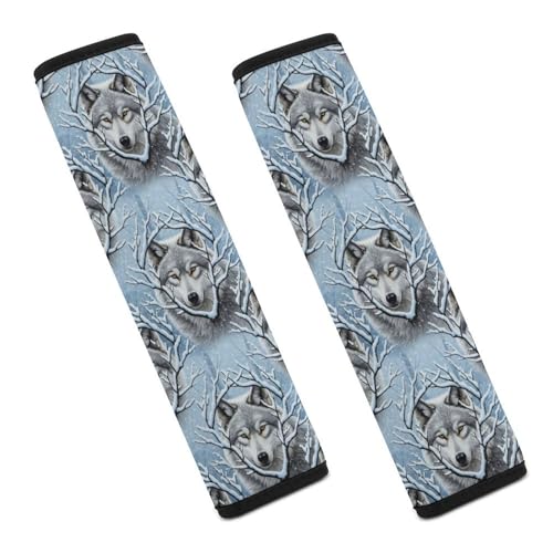 2 Pack Snow Wolf Seat Belt Cover Universal Fit Seat Belt Cushion for Kids, Stroller Pushchair High Chair, Neck and Shoulder Support - color: Pattern 260