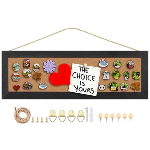 Small Cork Board Bulletin Board,Strip Enamel Pin Board,5.5” x16.5“,Black | Bulletin Board for Wall, Pin Board Cork Board for Brooch Pin Storage Display,for Home/Cafe/Bar/School - color: Black, size: 5.5"x16.5"