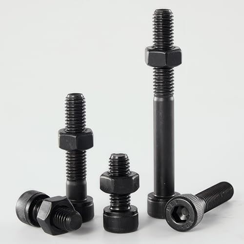 M10-1.5x25 Socket Head Cap Screw and Nut Kit 8set, Grade 12.9 Alloy Steel, Black Oxide Finish, Full Thread, High Tensile Strength for Automotive, Machinery & Heavy Duty Use - size: M10x25mm(8 Sets）