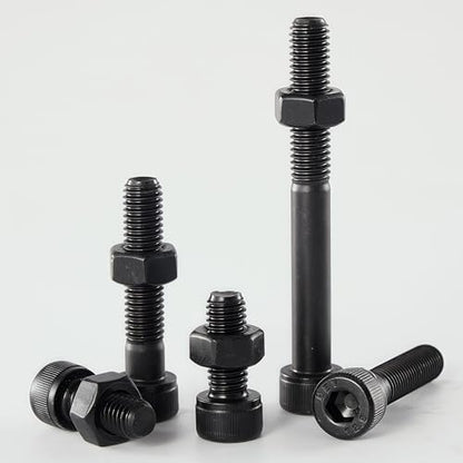 M10-1.5x25 Socket Head Cap Screw and Nut Kit 8set, Grade 12.9 Alloy Steel, Black Oxide Finish, Full Thread, High Tensile Strength for Automotive, Machinery & Heavy Duty Use - size: M10x25mm(8 Sets）