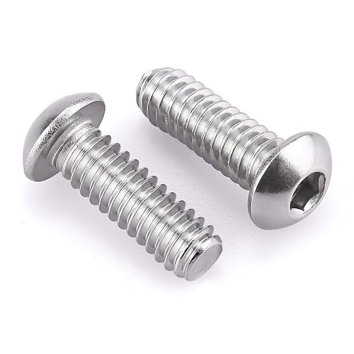 1/4-20 x 3/4" Button Head Socket Cap Bolts Screws, 304 Stainless Steel 18-8, Allen Hex Drive, Bright Finish, Fully Machine Thread, Pack of 100 - size: 1/4-20 x 3/4