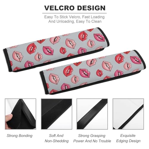 Universal Soft and Comfortable Car Seat Straps Shoulder Pads for Adult Use, Stroller Pushchair High Chair, 2PCS Lips Prints Kiss Lipstick Mouth Red Harness Pads Strap - color: Pattern 926