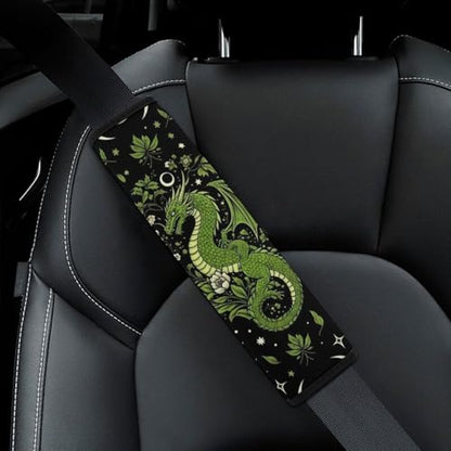 2 Pack Breathable Car Seat Straps Shoulder Pads for Adults and Children, All Vehicles, Moon Flowers Green Dragon Harness Pads Strap, Pressure Relief - color: Pattern 380