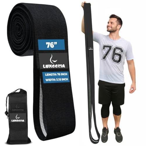 Premium 76" Extra Long Resistance Band for Working Out, 3" Wide Non-Slip Fabric Exercise Band for Stretching, Yoga, Strength Training & Physical Therapy - color: Black