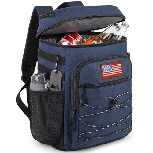 25L Insulated Cooler Backpack Water-Resistant Molle Cooler Bag for Camping | 25L Large Capacity Tactical Cooler Backpack Bag with Compartment Insulation Water-Resistant & Leakproof Durable & Comfortable - color: Blue