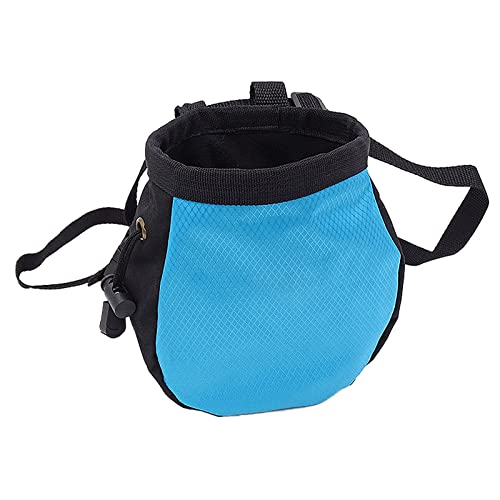 Drawstring Chalk Bag with Waistband for Rock Climbing Bouldering Weight Lifting Rock Climbing Bag Chalkbag Gymnastics Kit - color: Blue