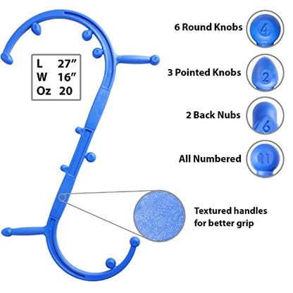 Body Back Buddy Elite FSA Eligible Trigger Point Massage Tool, Neck and Back Massager Handheld, Manual Self Massager, Massage Cane, Muscle Knot Remover with Instructions, 2-Pack Bundle (Blue) - color: Blue, size: Elite Bundle