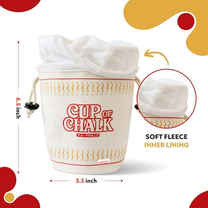 Chalk Bag for Rock Climbing, Bouldering, and Weightlifting - Asian-Inspired Design - Premium Chalk Bucket with Quick-Clip Belt, Zipper Pocket, Brush Holder - color: Cup of Chalk