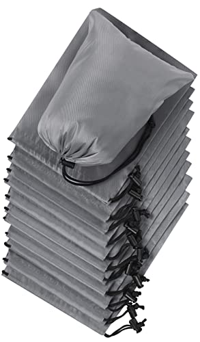 PALTERWEAR Drawstring Pouch (5 x 7 Inch - 12 Pack - Grey) Small Nylon Cinch Bag with Toggle for Travel, Gym and Storage - color: Grey, size: 5 x 7 - 12 pack
