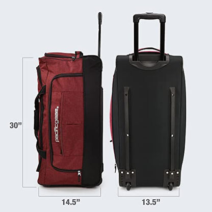 Pacific Gear Duffel Bag with Rolling Wheels - color: Red, size: 30 inch