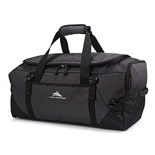 High Sierra Fairlead Travel Overnight Duffel Backpack Gym Bag with Padded Handles, Compression Straps, and Multiple Pockets, Mercury/Black - color: Mercury/Black, size: Convertible Backpack/Duffel