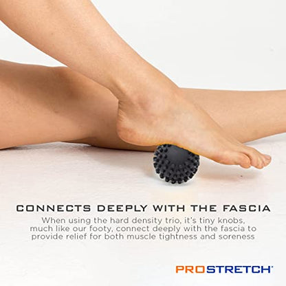 ProStretch Trio, Massage Ball Set for Muscle Knots & Plantar Fasciitis | 3 Density Massage Balls for Myofascial Release, Trigger Points & Deep Tissue Relief