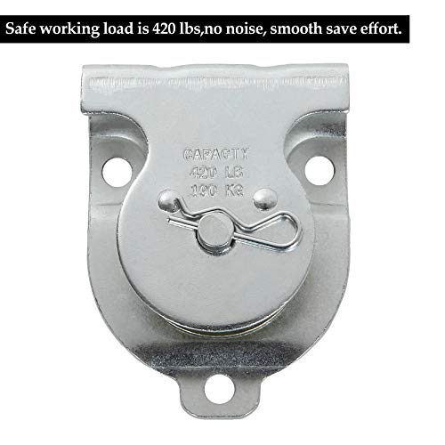 6 Pack Wall Mounted Pulley 1-1/2 Inch Wall and Ceiling Mount Single Pulley for 3/8" Wire or Rope, Zinc-Plated