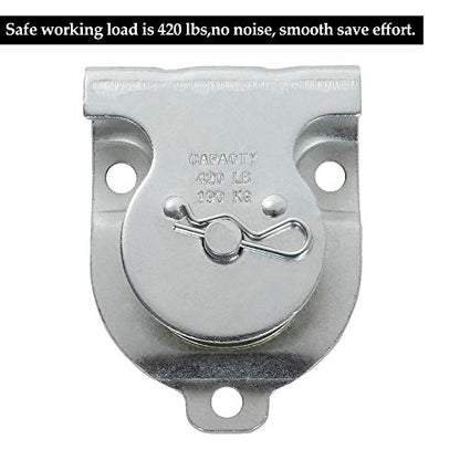 6 Pack Wall Mounted Pulley 1-1/2 Inch Wall and Ceiling Mount Single Pulley for 3/8" Wire or Rope, Zinc-Plated